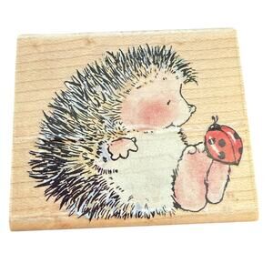 Penny Black 2001 Garden Gossip Hedgehog Ladybug EUC 1448E Rubber Stamp